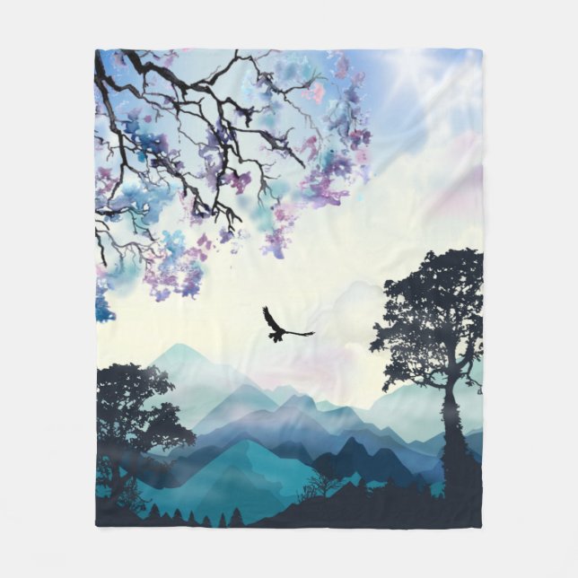 Mountain Scene Fleece Blanket (Front)