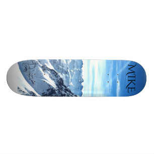Mountain scene skateboard, custom name. skateboard