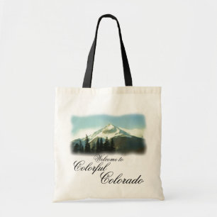 Mountain scene welcome to colourful colorado bag
