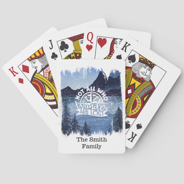 Mountain Scene with Family Name Playing Cards (Back)