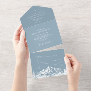 Mountain Scenery Sketch All In One Invitation