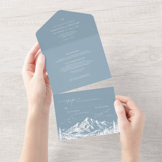 Mountain Scenery Sketch All In One Invitation (Tearaway)