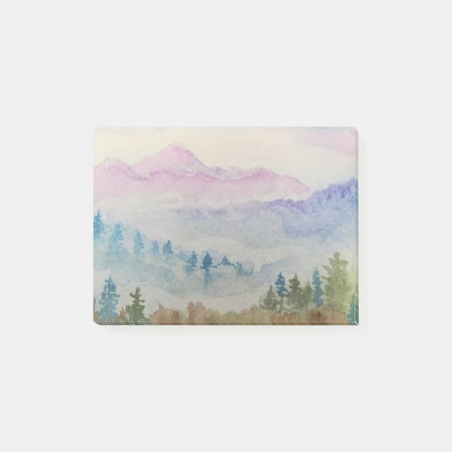 Mountain Scenery Watercolor Post-it Notes (Front)
