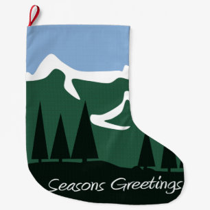 Mountain Seasons Greetings Large Christmas Stocking