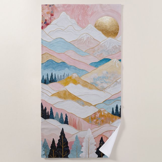 Mountain Serenity Beach Towel (Front)