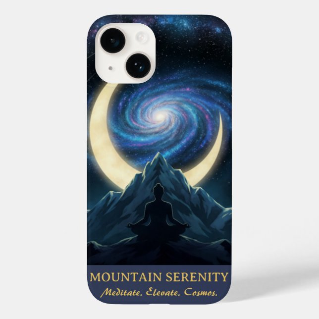 Mountain Serenity Cosmic Meditation, Crescent Moon Case-Mate iPhone Case (Back)
