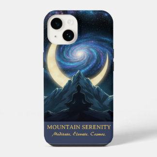 Mountain Serenity Cosmic Meditation, Crescent Moon iPhone 14 Case