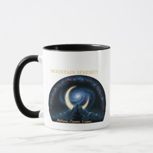 Mountain Serenity Cosmic Meditation, Crescent Moon Mug