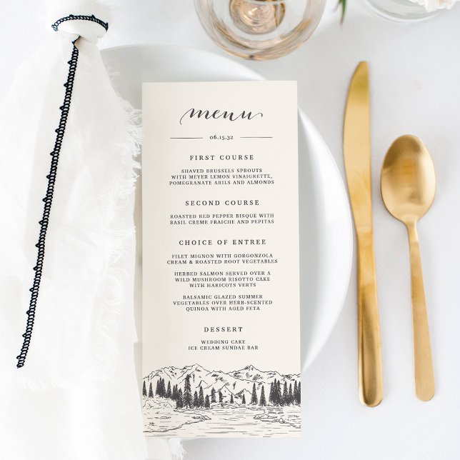 Mountain Sketch Menu Card (Creator Uploaded)