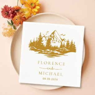 Mountain Sketch Personalized Wedding Napkin