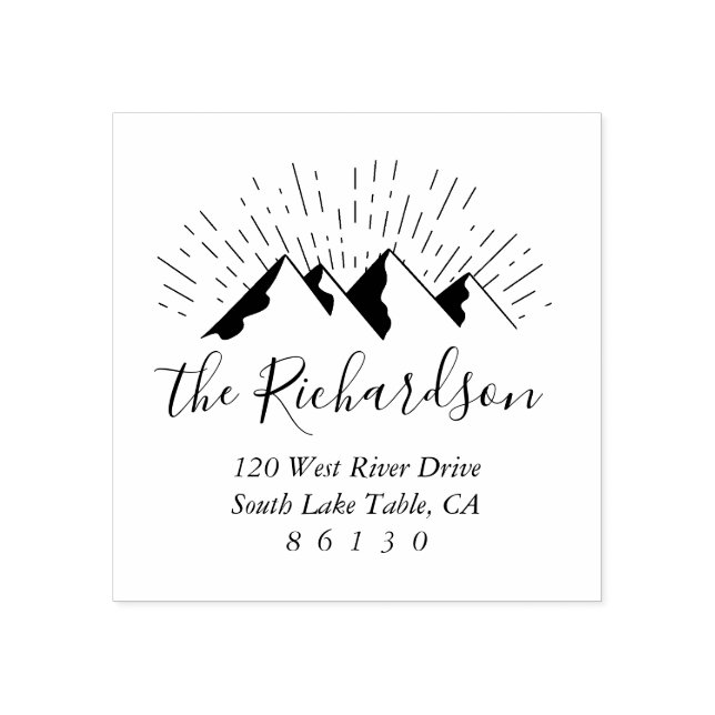 Mountain Sketch Return Address Self-inking Rubber Stamp (Imprint)