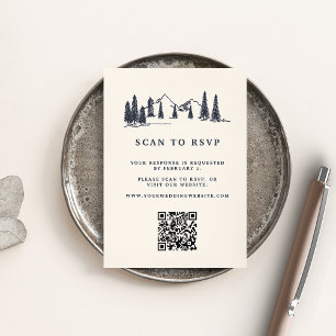 Mountain Sketch Wedding QR Code Website RSVP Enclosure Card