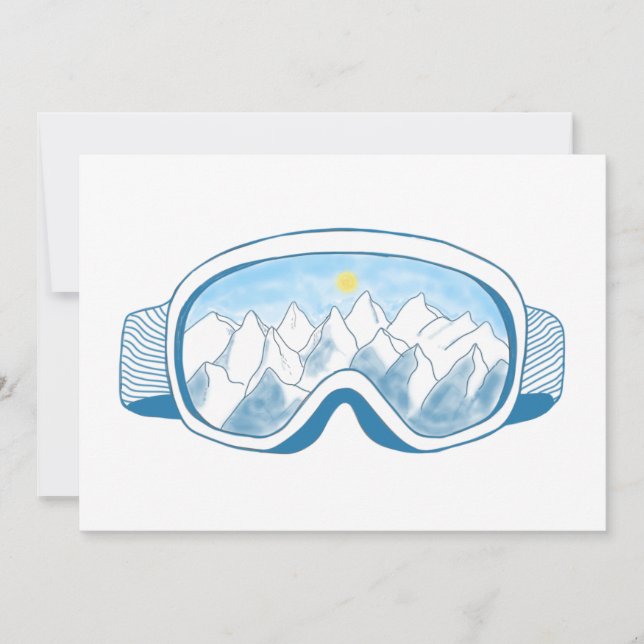 Mountain Ski Goggles   Holiday Card (Front)