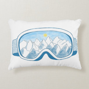 Mountain Ski Goggles Illustration Accent Pillow