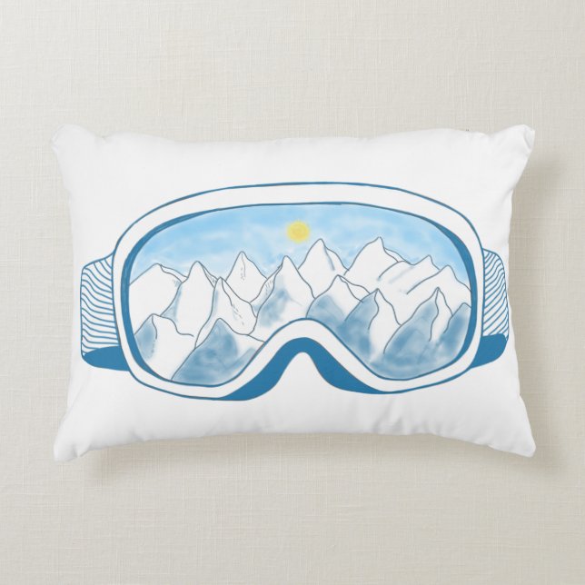 Mountain Ski Goggles Illustration   Accent Pillow (Front)