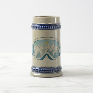 Mountain Ski Goggles Illustration Beer Stein