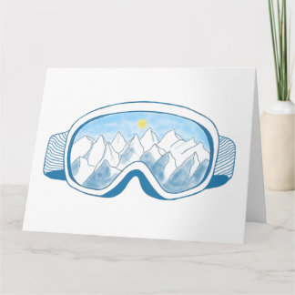 Mountain Ski Goggles Illustration Card