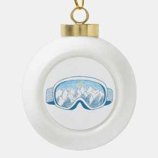 Mountain Ski Goggles Illustration  Ceramic Ball Christmas Ornament