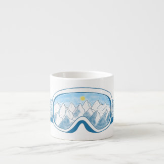 Mountain Ski Goggles Illustration Espresso Cup
