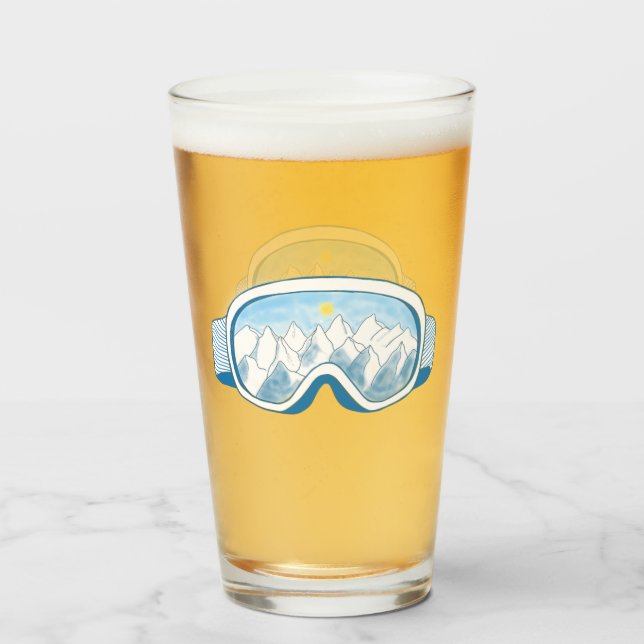 Mountain Ski Goggles Illustration   Glass (Front Filled)