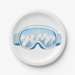Mountain Ski Goggles Illustration   Paper Plate