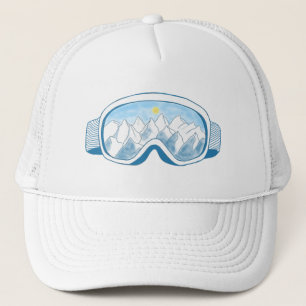 Mountain Ski Goggles Illustration  Trucker Hat