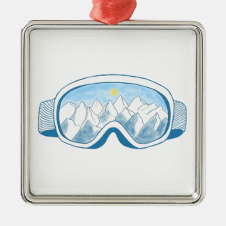 Mountain Ski Goggles Metal Ornament