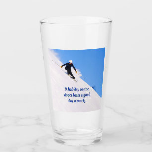 Mountain Ski Slopes Fresh Snow Fall Skiing Funny Glass