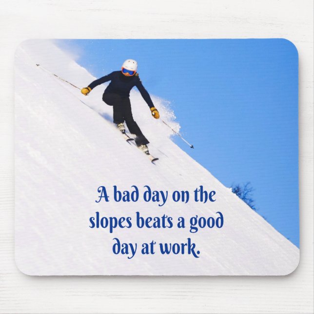 Mountain Ski Slopes Fresh Snow Fall Skiing Funny Mouse Pad (Front)