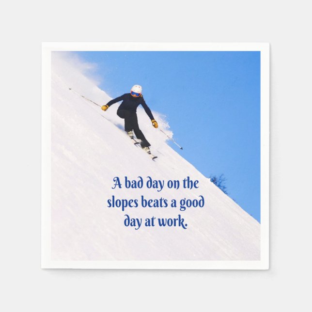 Mountain Ski Slopes Fresh Snow Fall Skiing Funny Napkin (Front)