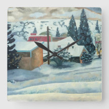 Mountain Ski Town Clock