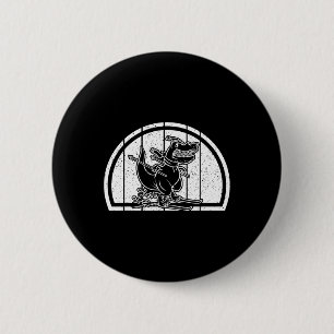 Mountain Skiing Dinosaur Skier Dino Ski Skiing Din 2 Inch Round Button