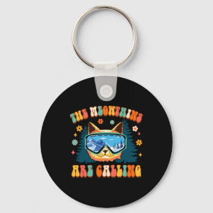Mountain Skiing Lover Snowboard The Meowtains Are Keychain