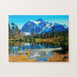 Mountain Sky Lake Scenic Photo Jigsaw Puzzle