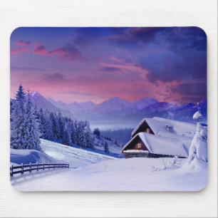 Mountain Snow Scene Mouse Pad