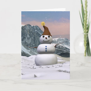 Mountain SNowman Holiday Card