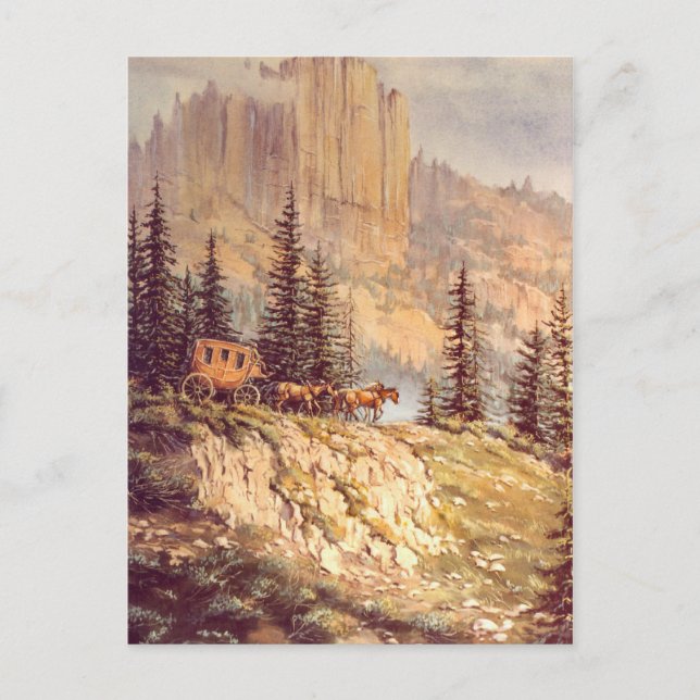 MOUNTAIN STAGECOACH by SHARON SHARPE Postcard (Front)