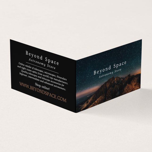 Mountain Stargazer, Astronomer, Astronomy Store Business Card (Outside)