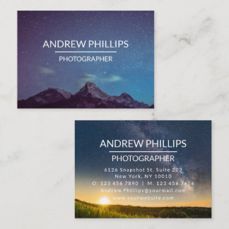 Mountain Starry Silhouette Sunrise Custom Business Card