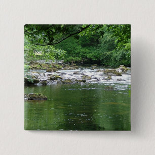 Mountain stream 2 inch square button