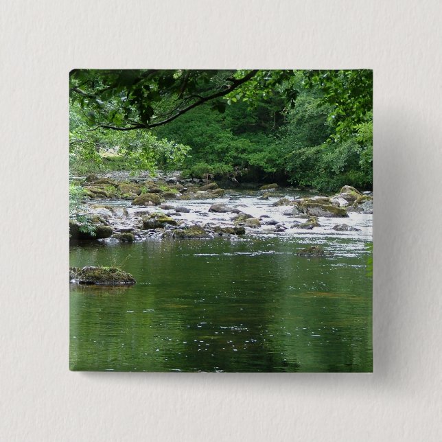 Mountain stream 2 inch square button (Front)