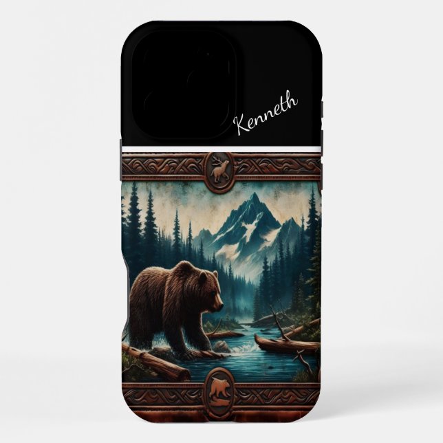 Mountain Stream Grizzly iPhone Case (Back)