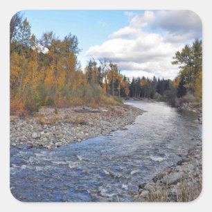 Mountain stream in forest print stickers