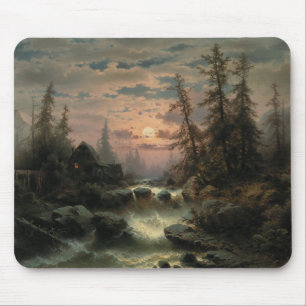 Mountain Stream in the Moonlight – Albert Rieger Mouse Pad