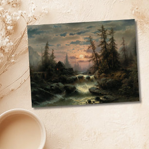 Mountain Stream in the Moonlight – Albert Rieger Postcard