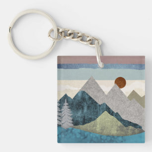 Mountain Striped Sky Keychain