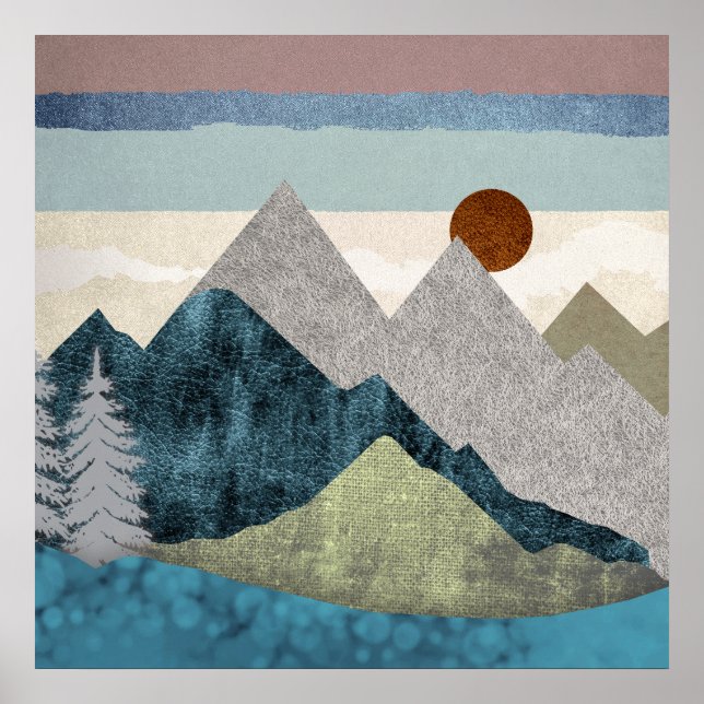 Mountain Striped Sky Poster (Front)