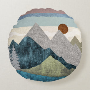 Mountain Striped Sky Throw Pillow