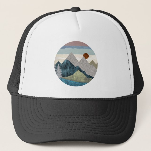 Mountain Striped Sky Trucker Hat (Front)