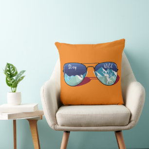 Mountain sun glasses  throw pillow
